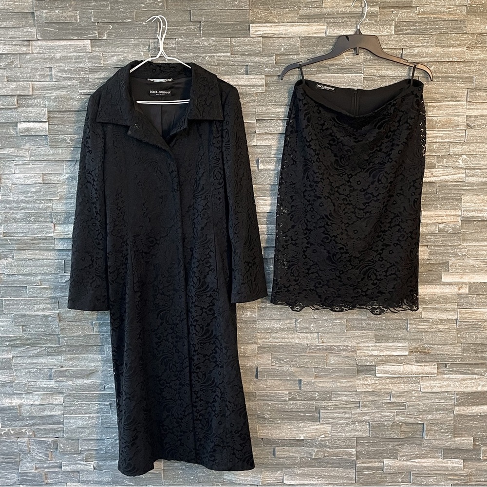 RARE Dolce & Gabbana Runway Overcoat Skirt Set